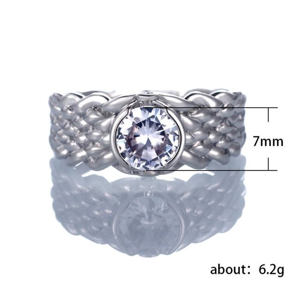 ⚡Refine Dainty Weave Anillos Round Zircon Rings for Women, MARR9162 - Picture 5 of 5